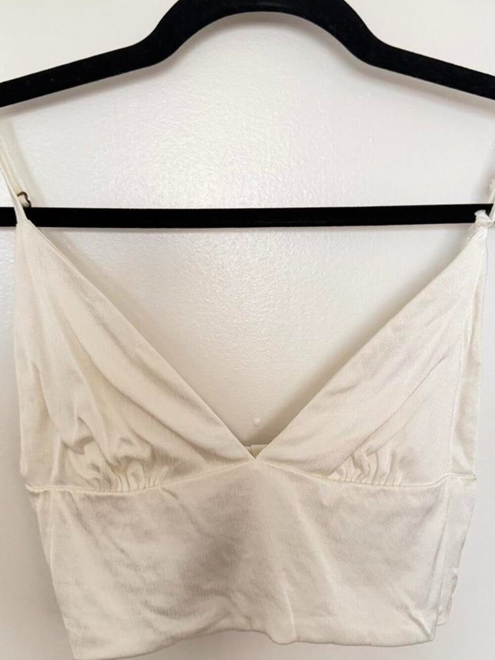Zara White & Cream Silky Crop Top - Size XS